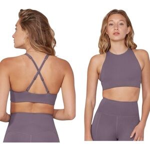Girlfriend Collective Topanga Bra sports bra yoga crossover straps purple large